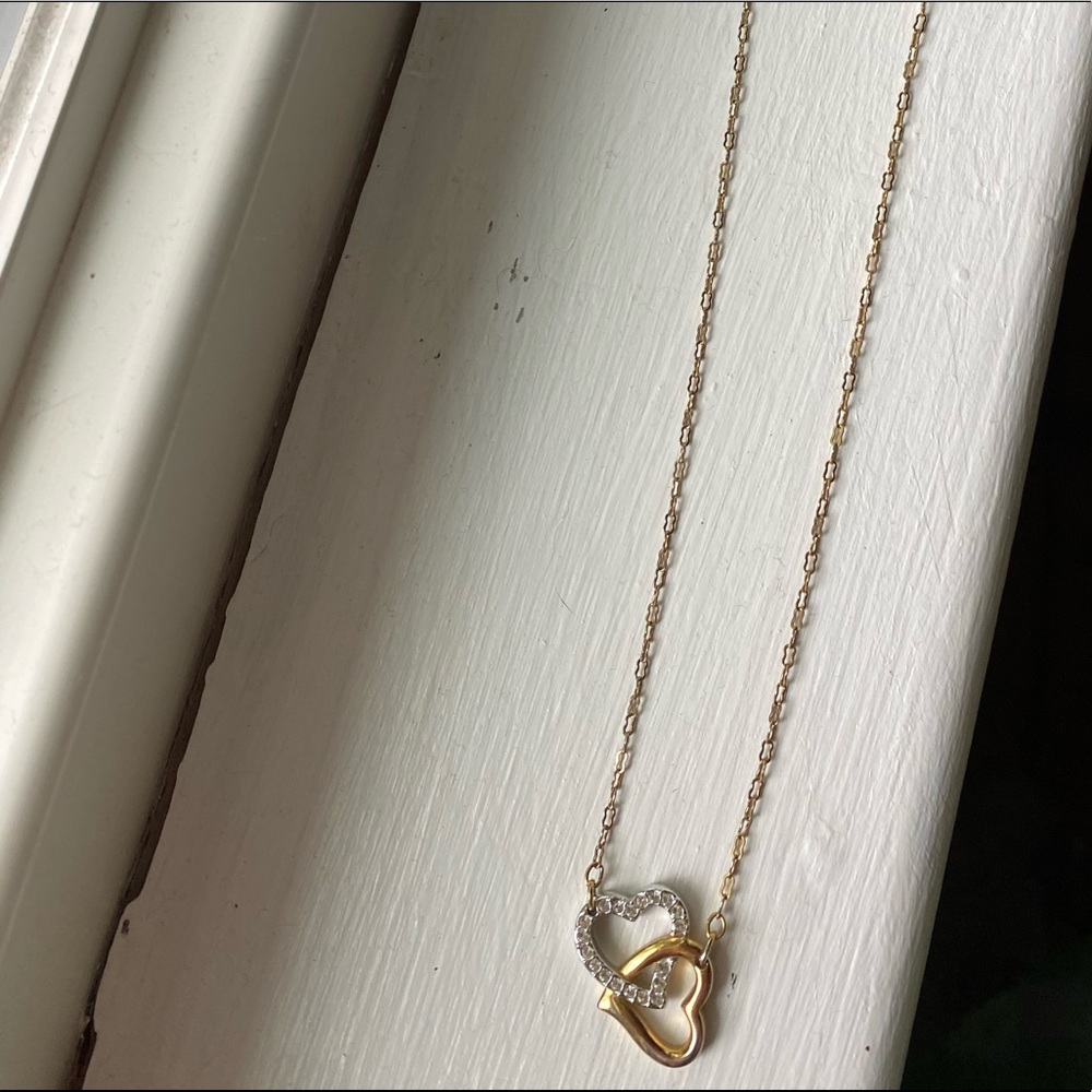 swarovski match double heart necklace